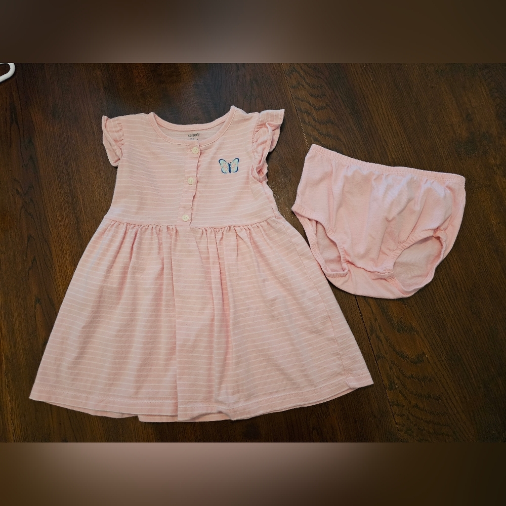 Carter's Pink Striped Casual Dress with Bloomers